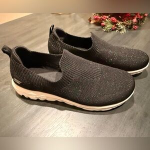 NWOT - Skechers Black Slip-On Sneakers with Sparkle Glitter Rainbow